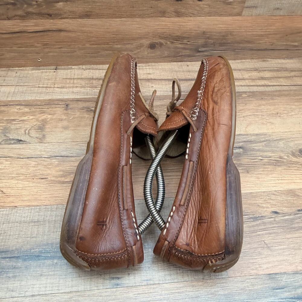 Frye Loafers Men's 11.5 Tan Brown Distressed Leather Driver Moccasin - Picture 6 of 8